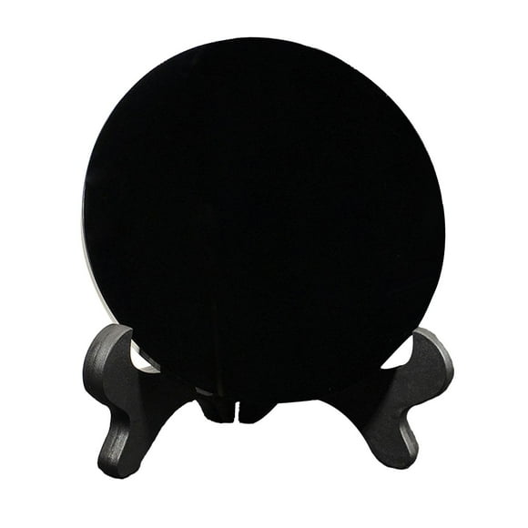 Disco de obsidiana Feng Shui con soporte, mini espejo redondo para decoración de meditación 12cm