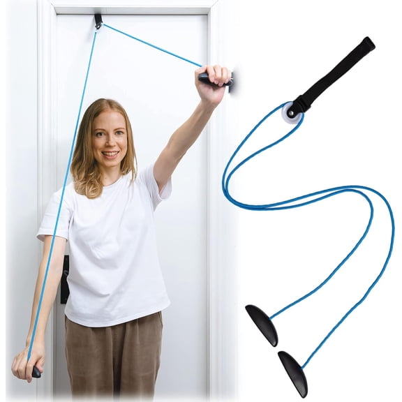Orthomen Shoulder Pulley over the Door Physical Therapy System, Exercise Pulley,Alleviate Shoulder Pain and Recovery from Surgery(Blue/Universal Size)