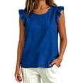 thumbnail image 6 of Otntypg Women’s Ruffled Trim Sleeve Tank Tops Lightweight Casual Crewneck Summer Shirts Loose Fit Basic Solid Color Blouse Soft Cotton Sleeveless Tops, 6 of 7