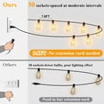 thumbnail image 5 of Nordic Hygge LED Outdoor String Lights 100FT Patio Lights with 52 Shatterproof ST38 Vintage Edison Bulbs, 5 of 8