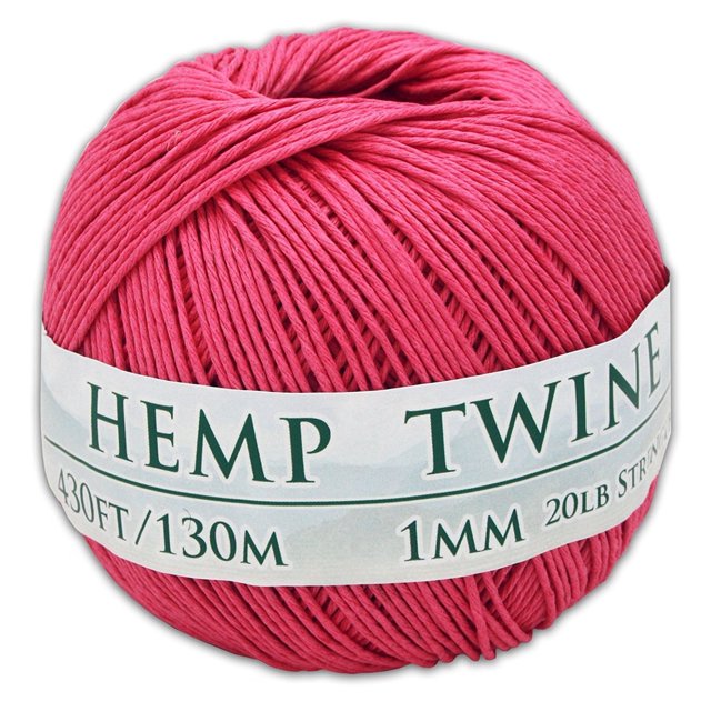 Hemptopia Hilo de Cáñamo 1 mm, 430' Pink para Manualidades, 1 Pieza