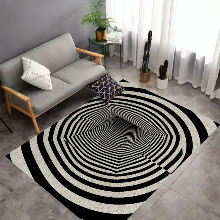 RKSupls Rings And Square 3D Illusion Soft Fluffy Velvet Area Rug for ...