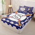 thumbnail image 2 of Homewish Sport Letter Monogrammed S Zipper Twin Comforter Sets with Fitted Sheet and 2 Pillowcases for Teens,Baseball Gamer Zipper Bedding Set for Boys Girls,4-Piece,Navy Blue Reversible, 2 of 6