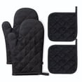 thumbnail image 1 of Oven Mitts and Pot Holders 4 pcs Set,High Heat Resistant 500 Degree Extra Thicken Long Kitchen Cotton Oven Glove for Cooking (,Black), 1 of 5