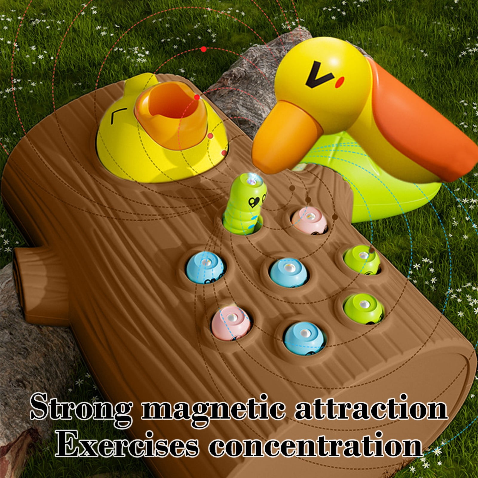 Jouet Pic Magnétique – Jeu D’alimentation Oiseau, Motricité Fine Sensorielle, Tronc Avec 9 Vers, PP Sûr, Cadeau Enfant