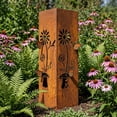 thumbnail image 6 of Rusty Metal Garden Column, 15.7 inches Garden Column Rust Steel Statue without Lid, Modern Garden Sculpture, Metal Patio Landscape Decor, Art Column for Lawn, Porch, Backyard Decoration, Style A, 6 of 9