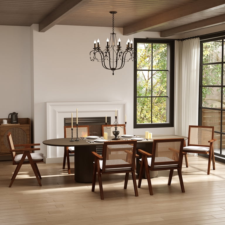 Kiztir Rattan Dining Chairs Set Of 2 - Mid Century French Country High Back Chairs For Kitchen & Dining Room