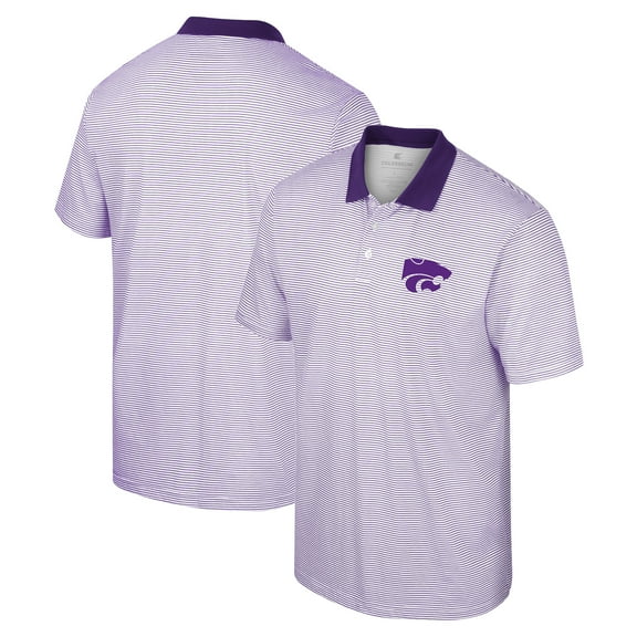 Men's Colosseum White/Purple Kansas State Wildcats Print Stripe Polo