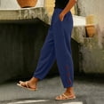 thumbnail image 2 of CaComMARK PI Women's Waffle Knit Joggers Side Split Waffle Knit Joggers Drawstring Waist Baggy Casual Sweatpants with Pockets Navy, 2 of 6