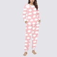 thumbnail image 5 of Fengactive Women's Long Sleeve Crew Neck Pajama Set With Pockets Printed Lounge Sets Two Piece Pj Outfits, 5 of 6