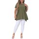 thumbnail image 2 of Tops de túnica de mujer plus size Agnes Orinda, camiseta de punto de verano con cuello redondo, suelta y fluida, de manga corta, casual, 3X, verde ejército, 2 of 6