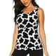 thumbnail image 1 of Fotbe Cow Print Black White Blusas Sin Mangas para Mujer – Estilo Casual, Corte Suelto, Slim-Fit, Cuello Redondo Deportivo, Tops de Verano para Gimnasio y Yoga-Large, 1 of 7