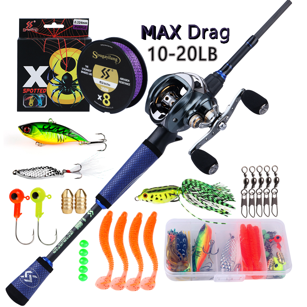 Sougayilang Baitcaster Fishing Combo with Portable Casting Fishing Pole