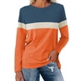 thumbnail image 2 of Pxiakgy Vente Chaude!! Tunique à Blocs de Couleur pour Femmes Hauts Décontractés à Manches Longues Col Rond Pull Tunique à Blocs de Couleur pour Femmes Hauts Décontractés à Manches Longues Col Rond Pull Orange TTG, 2 of 7