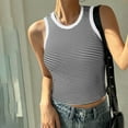 thumbnail image 2 of AherBiu Going out Tops for Women Striped Summer Tank Tops Crewneck Slim Fitting Crewneck Cute Shirts Basic Tees, 2 of 7