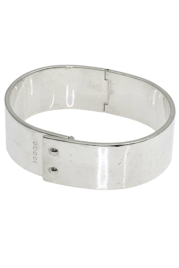 Pre-Owned Gucci Logo Bangle Bracelet, Silver, Women's