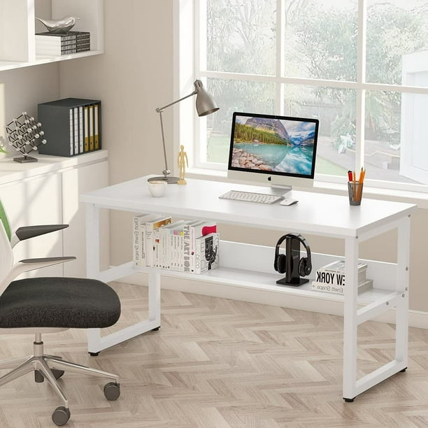 Tribesigns 55” Computer Desk with Shelf, Modern Simple Sturdy Office