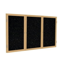 Ghent's Wood 48" x 96" 3 Door Enclosed Rubber Bulletin Board in Speckled Tan