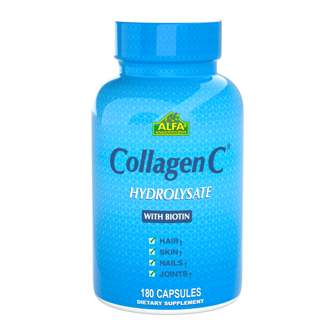 COLLAGENC HYDROLYSATE WITH BIOTIN FOR SKIN, HAIR, NAILS, & JOINTS by ALFA VITAMINS - 180 Capsules