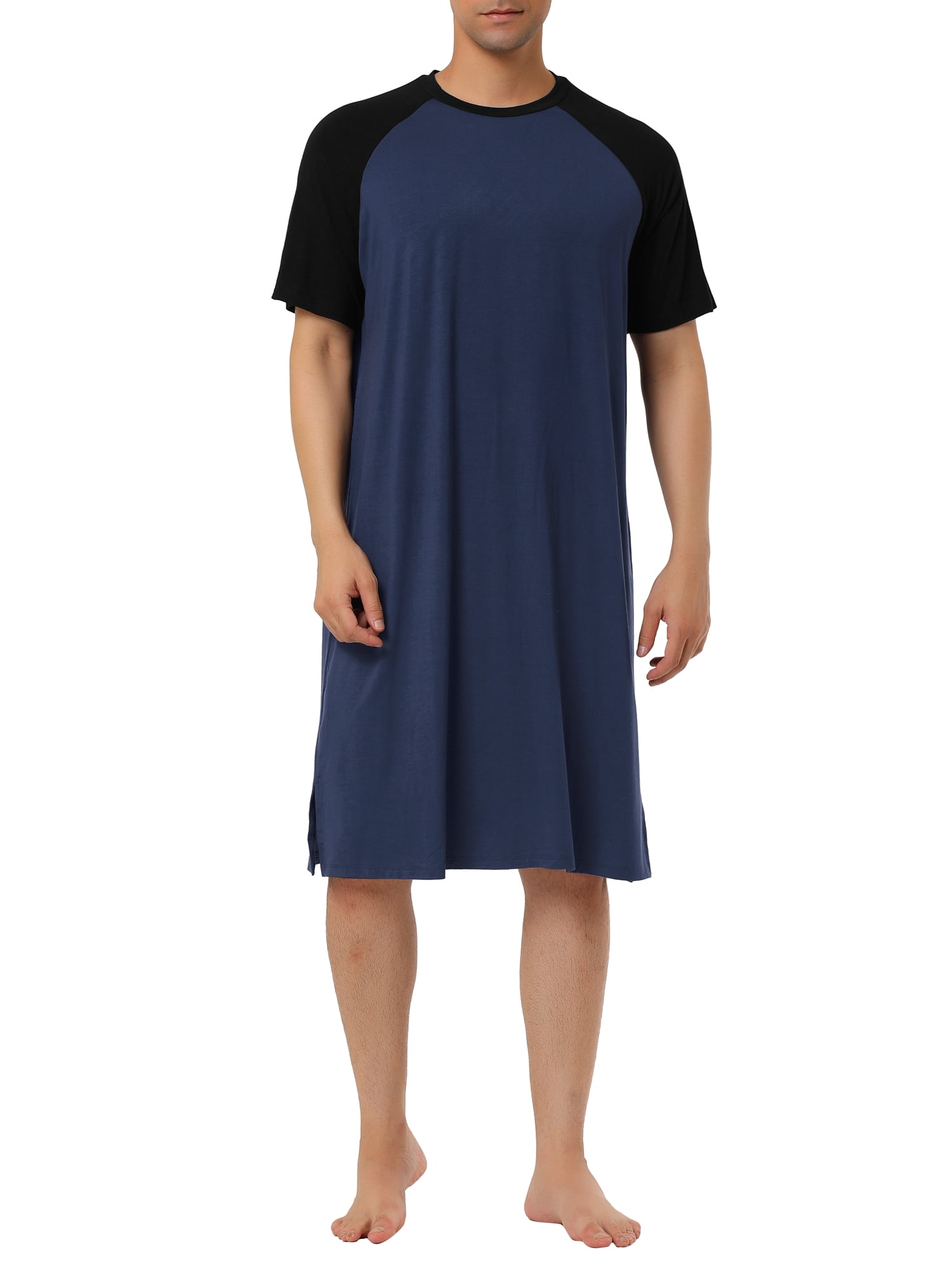 Unique Bargains Men's Nightshirt Raglan Sleeves Lounge Nightgown