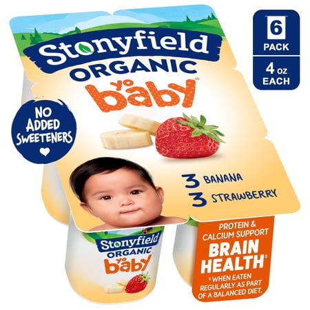 Stonyfield Organic YoBaby Whole Milk Baby Yogurt Cups, Banana & Strawberry, 4 oz., 6 Ct