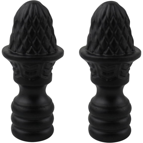 Urbanest Artichoke Lamp Finial – 1 11/16 Inch Tall, Matte Black– Decorative Lamp Shade Finial for Table & Floor Lamps- 2 Pieces