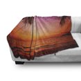 thumbnail image 3 of Tropical Soft Flannel Fleece Throw Blanket, Exotic Sunset Above the Sea Scenery from Coconut Palm Tree Leaf Heaven Picture, Cozy Plush for Indoor and Outdoor Use, 60" x 80", Pink Orange, by Ambesonne, 3 of 6