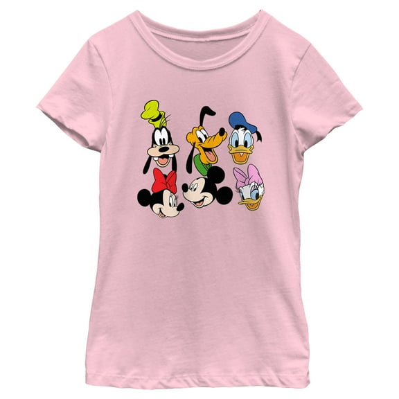 Girl's Mickey & Friends Buddies Lineup  Graphic Tee Light Pink Small