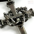 thumbnail image 2 of Crown Of Thorns Nail Cross Necklace Dark Metal Finish on Black Cord (aa5gnrub), 2 of 7