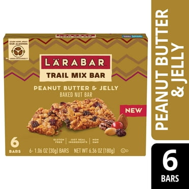 Larabar Trail Mix Bars, Peanut Butter and Jelly, Gluten Free Baked Nut Bar, 6 Ct, 6.36 oz