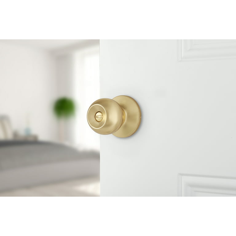 Brinks Interior Locking Privacy Doorknob, Ball, Polished Brass Finish 