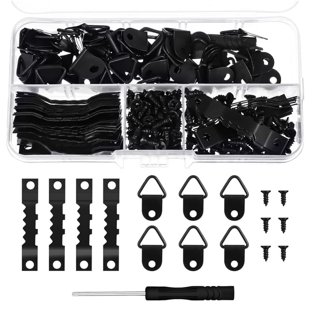 252PCS Photo Frame Hook (with Screw And Screwdriver), D-ring Photo Frame Hook, Back Photo Frame Hook, Gold And Black-SinKeeU