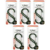 Nite Ize S-Biner Aluminum Dual Carabiner - Durable Dual Carabiner with Wire Gate Closure - Carabiner for Organizing Keys & Gear Attachments - Size 3, Olive (5 Pack)