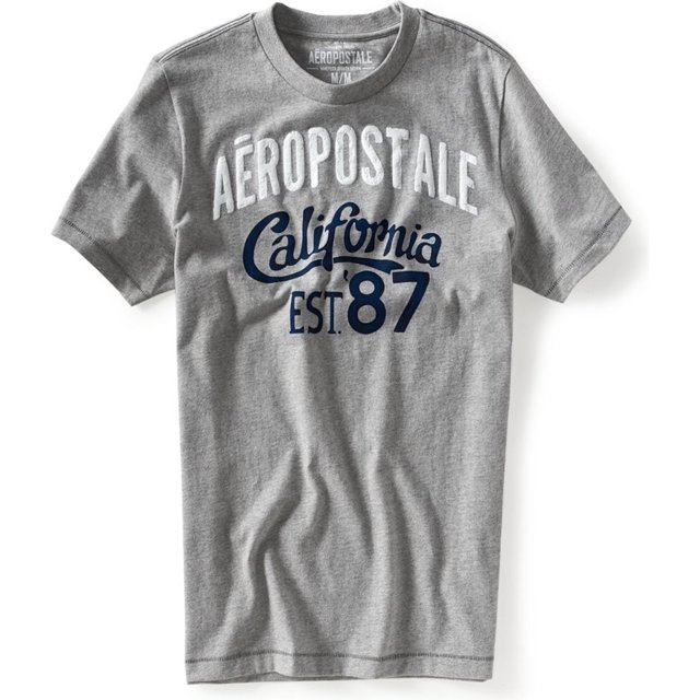 Aeropostale Hombre California Est. Camiseta gráfica 87, gris, pequeña
