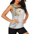 thumbnail image 2 of Bixox Women's Pumpkin And White Marble Printed Sleeveless Fitness Workout Running Quick-Dry Tank Top, 2 of 7