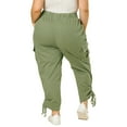 thumbnail image 4 of MODA NOVA Juniors Plus Size Drawstring Elastic Waist Stacked Cargo Pants, 4 of 6
