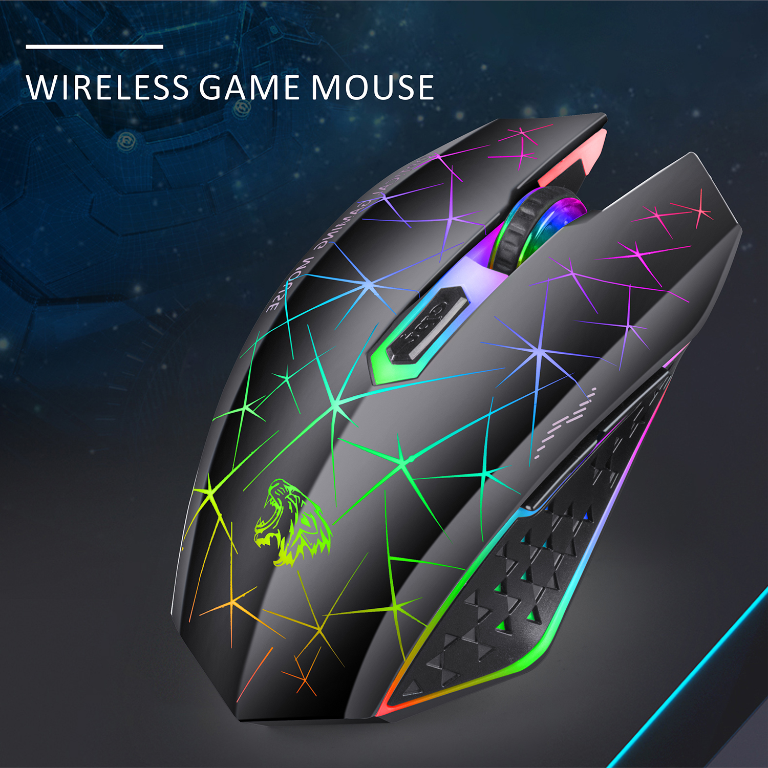 TENMOS Wireless Gaming Mouse, Rechargeable, Silent, LED, Black photo 4