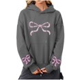 thumbnail image 2 of Byworldtasic Womens Sweatshirts Women's Bows Prints Pullover Hoodie Long Sleeve Loose Fit Solid Color Y2K Fashion Sweatshirt, 2 of 5