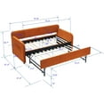 thumbnail image 2 of Twin Size Daybed Velvet Upholstered Tufted Sofa Bed with Pop Up Trundle, Armrests, Pocket, USB, Modern Day Bed Frame with Wooden Salts, Box Spring Required, for Living Room, Bedroom, Orange, 2 of 9