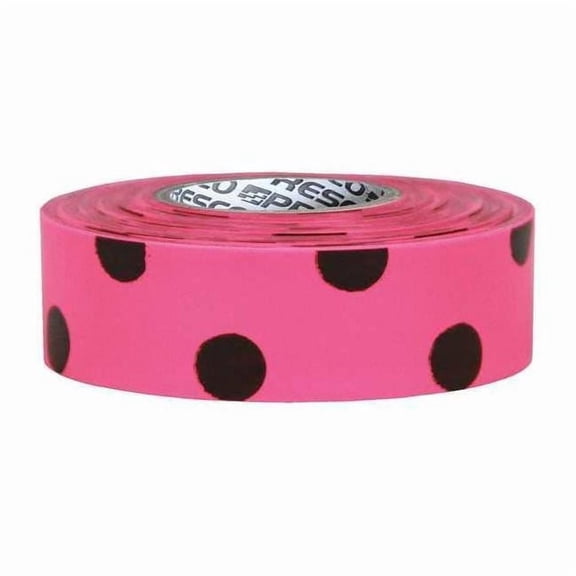 Flagging Tape, No Legend, Black/Fluorescent Pink, 1 3/16 in Wide x 150 ft Length, Vinyl, 2.5 mil