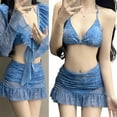 thumbnail image 2 of AOOOWER Womens 4 Pieces Swimsuits Long Sleeves Bathing Suit with Crop Top and Beach Skirt Lady Halters Swimwear for Vacation, 2 of 15