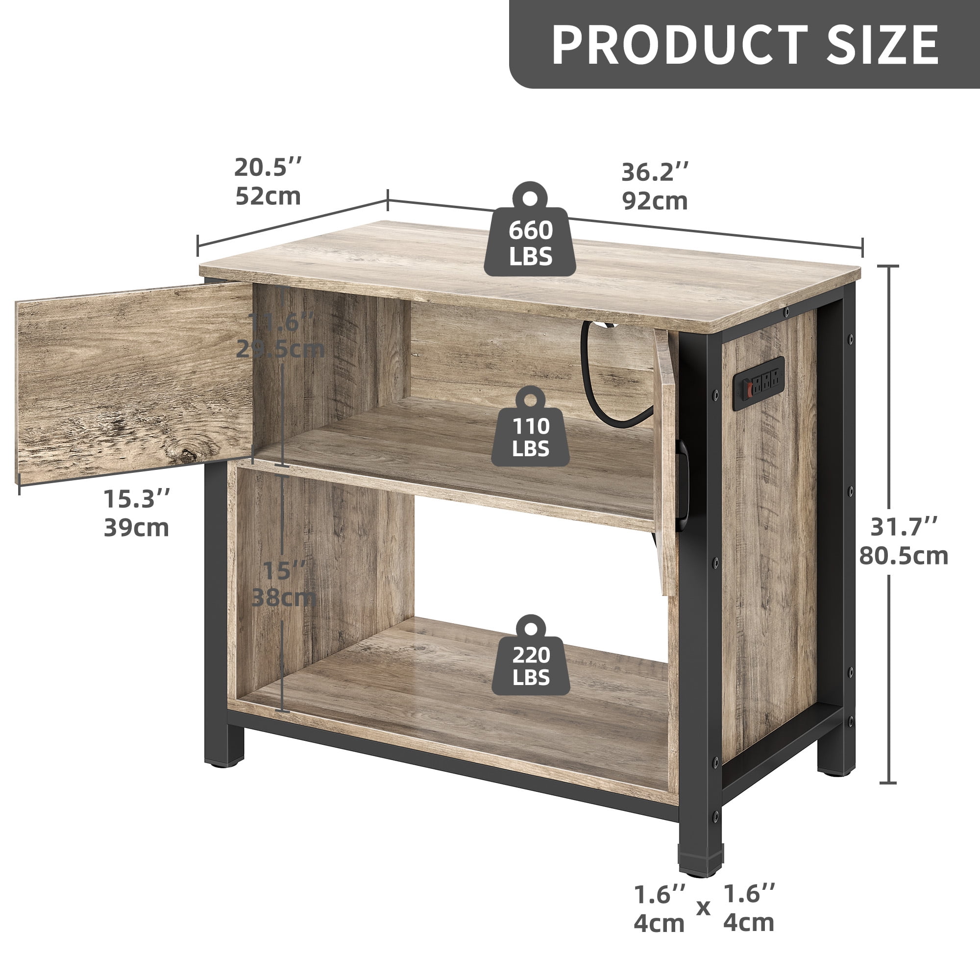 Uforic 40-Inch Farmhouse TV Stand with Power Outlet,Storage Cabinet,TV Cabinet for Living Room - Brown