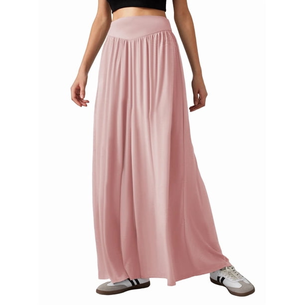 Pantalones Anchos para Mujer, Cintura Alta Elástica, Informales, Holgados, Estilo Palazzo, con Bolsillos, Holgados, Largos, de Otoño Rosa S