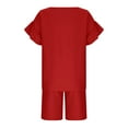 thumbnail image 3 of Cethrio Kids Girls Outfit Sets, Ruffle Sleeve Relaxed Fit 2 Piece T-shirts & Shorts Set Red Size 4-5T, 3 of 7