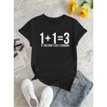thumbnail image 2 of Camiseta de Mujer de Verano BásicaWomen's Fashionable Black T-Shirt with Creative English Number Print - Casual Round Neck, Short Sleeve, Comfortable Polyester Blend, Machine Washable - Ideal for Su, 2 of 7