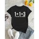 thumbnail image 2 of Women's Fashionable Black T-Shirt with Creative English Number Print - Casual Round Neck, Short Sleeve, Comfortable Polyester Blend, Machine Washable - Ideal for Summer, 2 of 6
