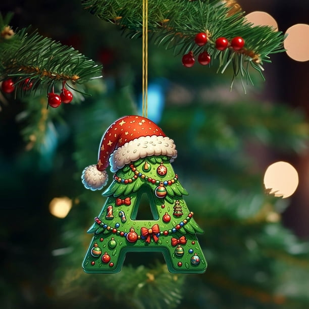 2D Acrylic Christmas Tree 26 Letter Pendant Decorative Gift Family Christmas Party Pendants