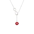 thumbnail image 2 of Delight Jewelry Silvertone Red Lips Silver tone Elegant Infinity Lariat Necklace, 2 of 4