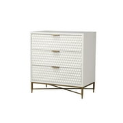 Origins by Alpine White Pearl Small Wood 3 Drawer Accent Chest in White