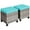 Turquoise, variant on Costway 2PCS Patio Rattan Cushioned Ottoman Seat Foot Rest TableTurquoise